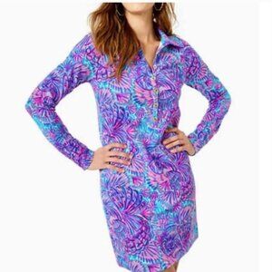 Lilly Pulitzer UPF 50+ Ports Dress in Turquoise Oasis Shelleidoscope Large NWT